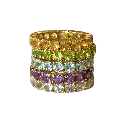 New! Gemstone Eternity Rings-Gold