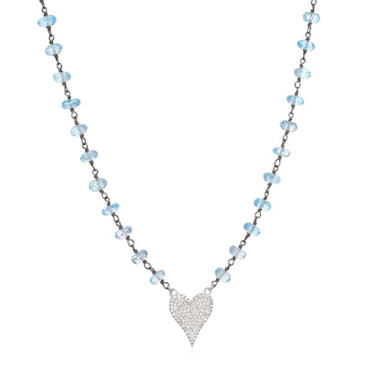 New! Diamond Heart & Topaz Necklace-Limited Edition