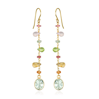 Wildflower Bezel Dangles-Green Amethyst