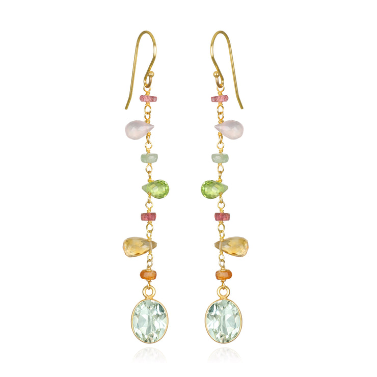 Wildflower Bezel Dangles-Green Amethyst