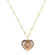 Smoky Quartz & Rose Quartz Heart Satellite Necklace