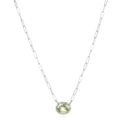 New! Gem Drop Bezel Paperclip Necklace-Green Amethyst