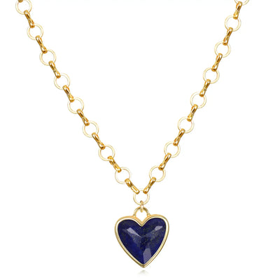 New!  Petite Loop Heart Necklace-Lapis