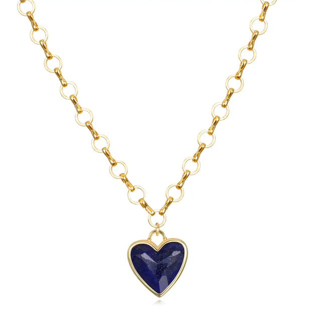 New!  Petite Loop Heart Necklace-Lapis
