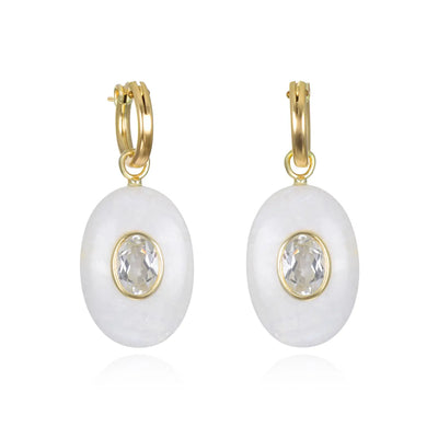 New! Rainbow Moonstone & Topaz Oval Huggies