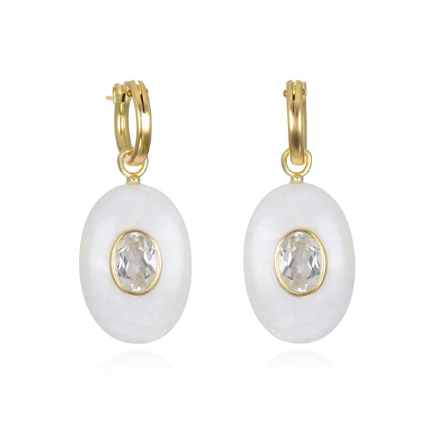New! Rainbow Moonstone & Topaz Oval Huggies