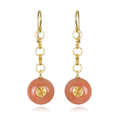 New! Double Gemstone Dangles-Moonstone & Citrine
