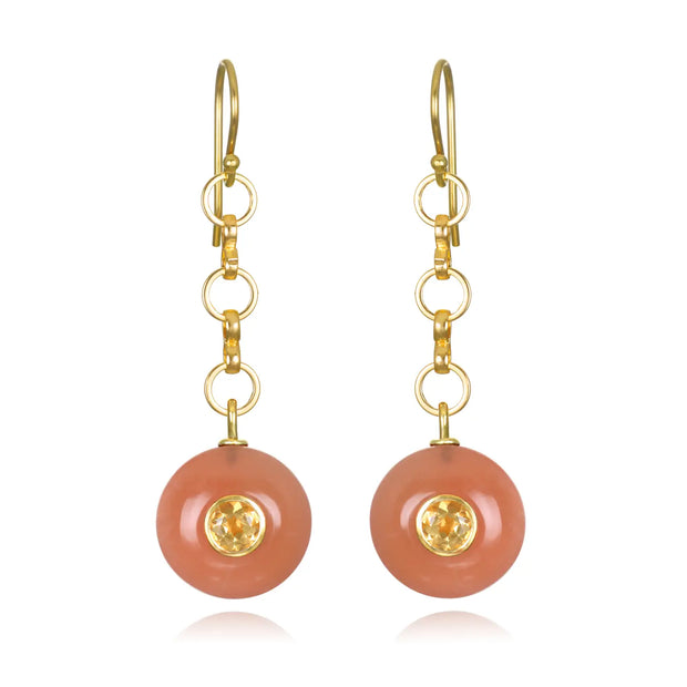 New! Double Gemstone Dangles-Moonstone & Citrine