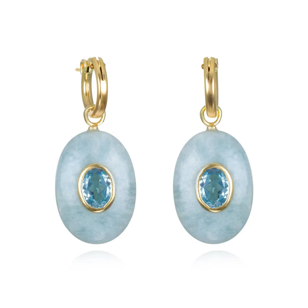 New! Aquamarine & Topaz Oval Huggies