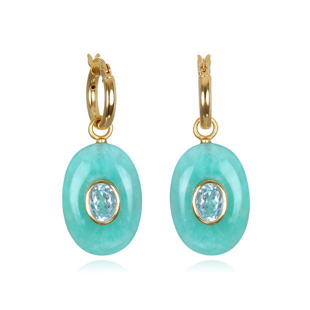 New! Amazonite & Topaz Oval Huggies