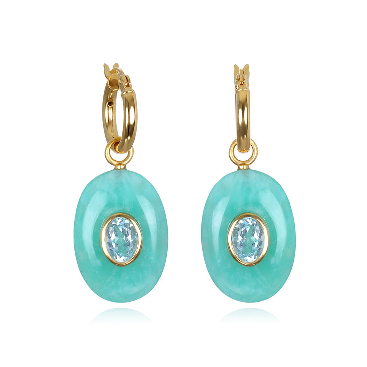 New! Amazonite & Topaz Oval Huggies
