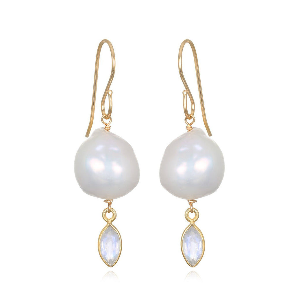 Baroque Pearl & Moonstone Earrings