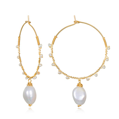 New! Baroque Pearl Wrapped Hoops