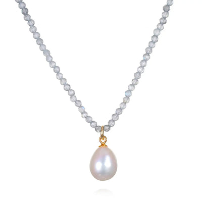 New!  Pearl Choker-Labradorite
