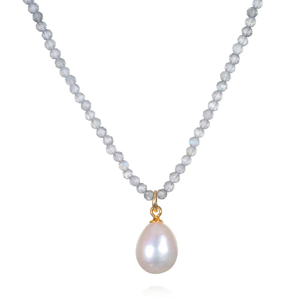 New!  Pearl Choker-Labradorite