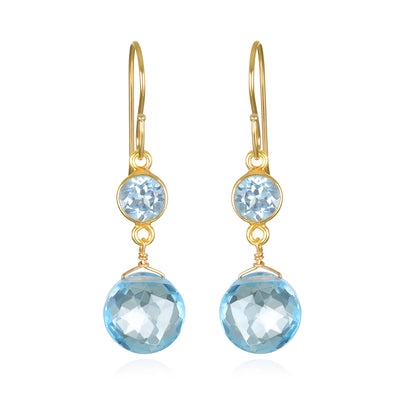 Sky Blue Topaz Bezel Coin Dangles