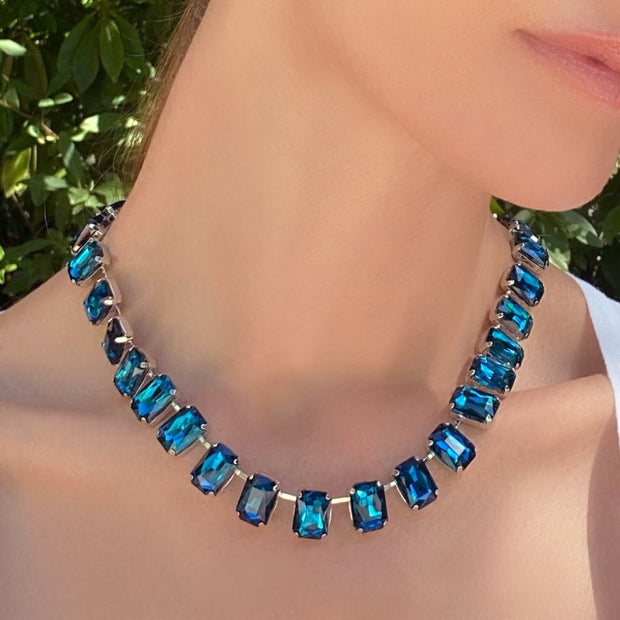London Emerald Cut Choker-Royal Blue