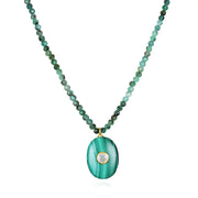 New!  Triple Gemstone Beaded Chokers-Malachite, Emerald & Topaz