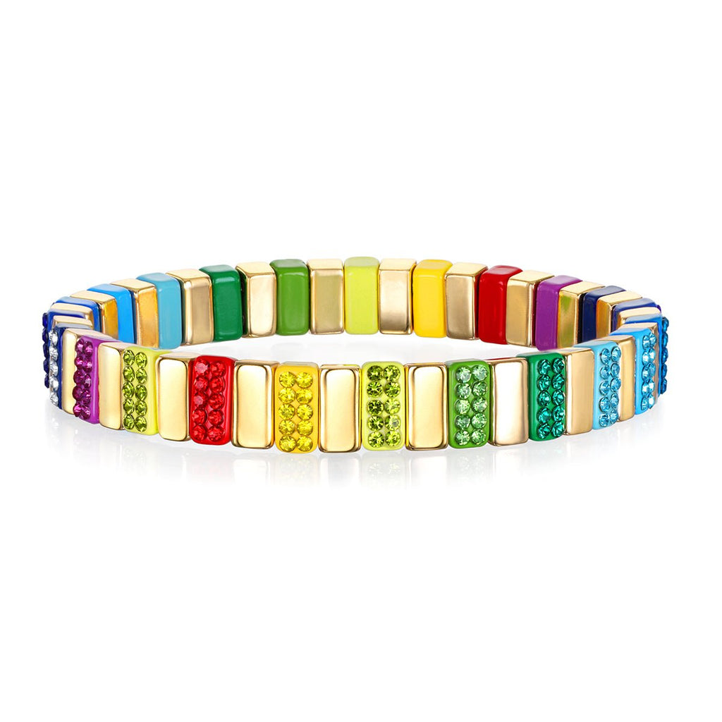 CZ Enamel Bracelet Rainbow Sparkle