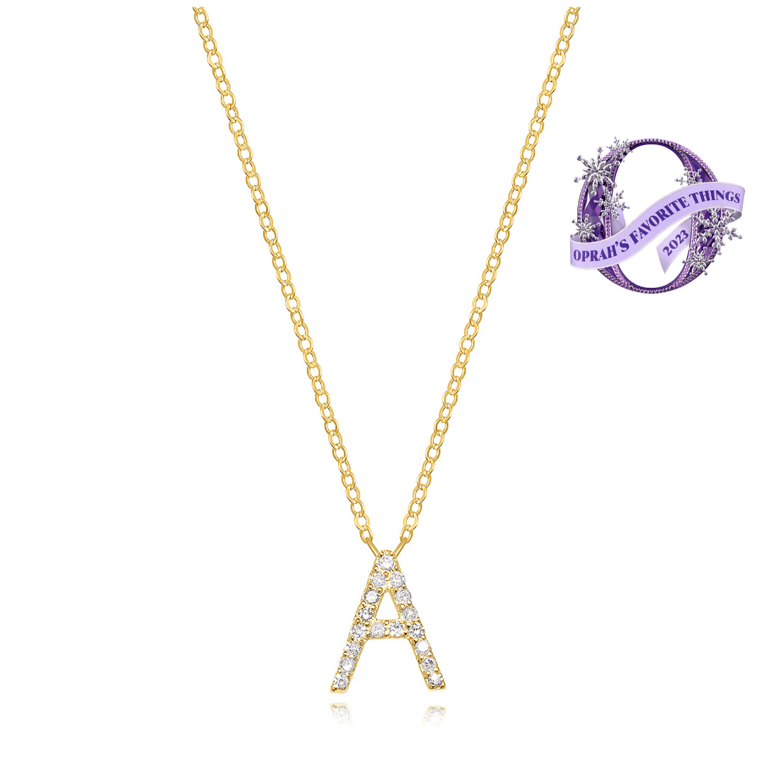 Diamond Initial Necklace-Gold – Amelia Rose Design