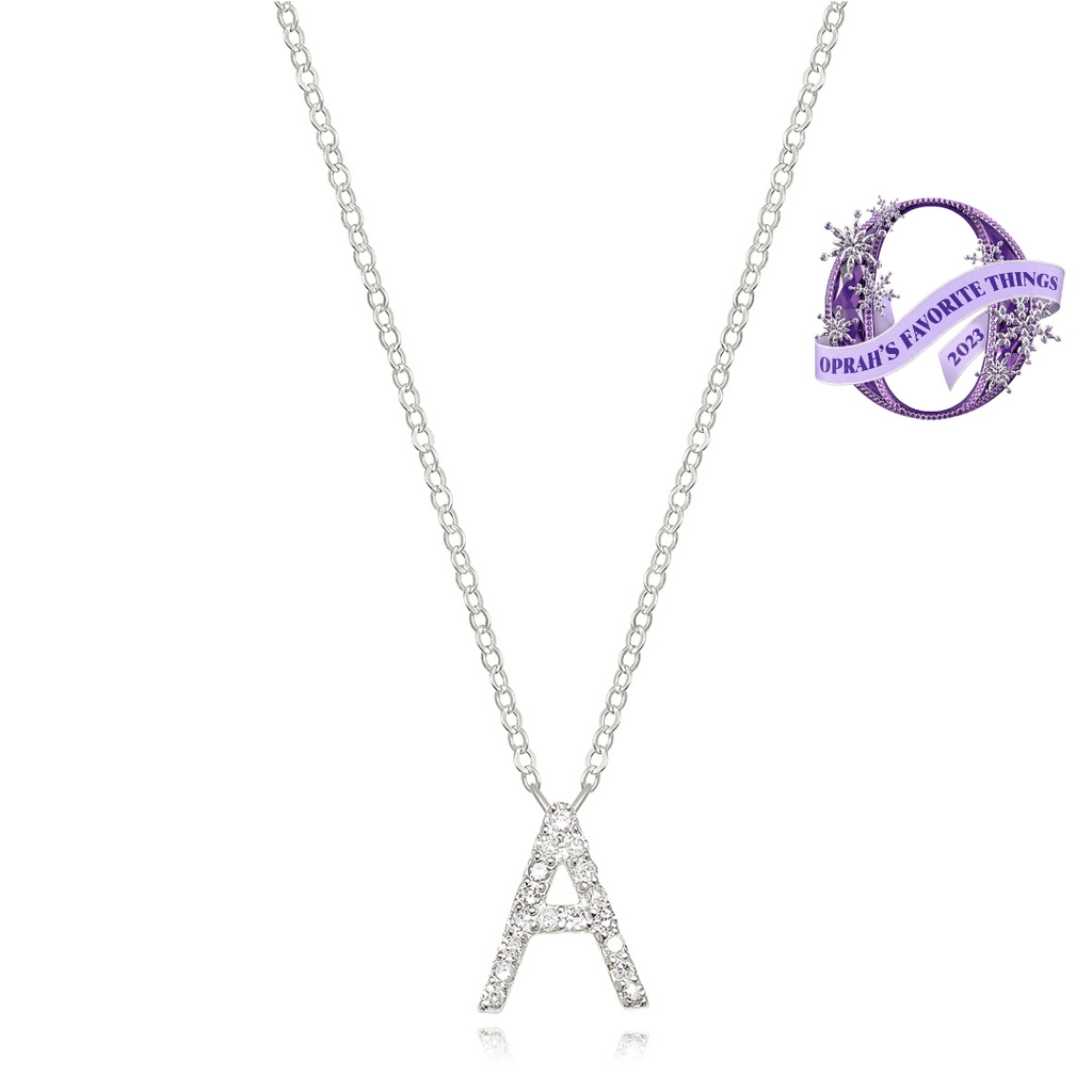 Diamond Initial Necklace Silver