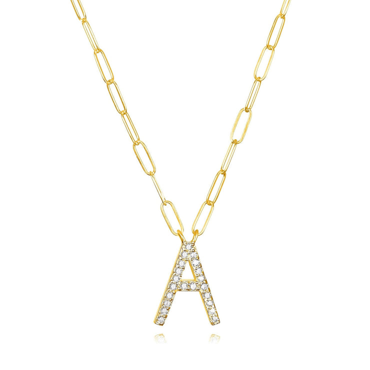 New! Grand Diamond Initial Necklace-All Letters