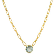 New! Grand Gemstone Paperclip Necklace-Green Amethyst