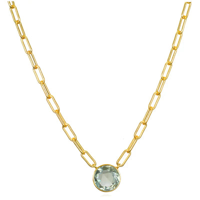 New! Grand Gemstone Paperclip Necklace-Green Amethyst