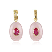 New! Rose Quartz & Sapphire Oval Huggies