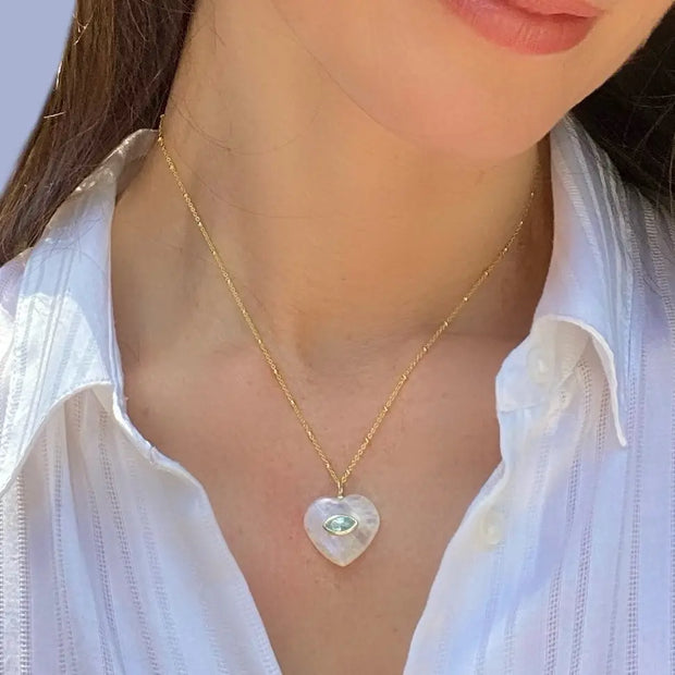 Smoky Quartz & Rose Quartz Heart Satellite Necklace