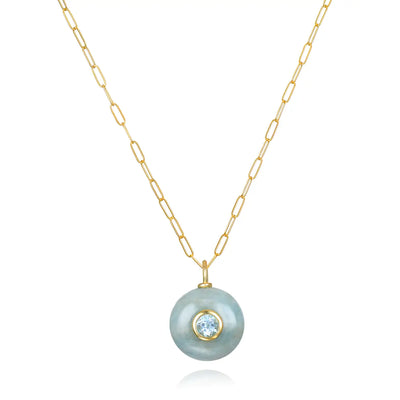 New!  Aquamarine & Topaz Petite Coin Necklace