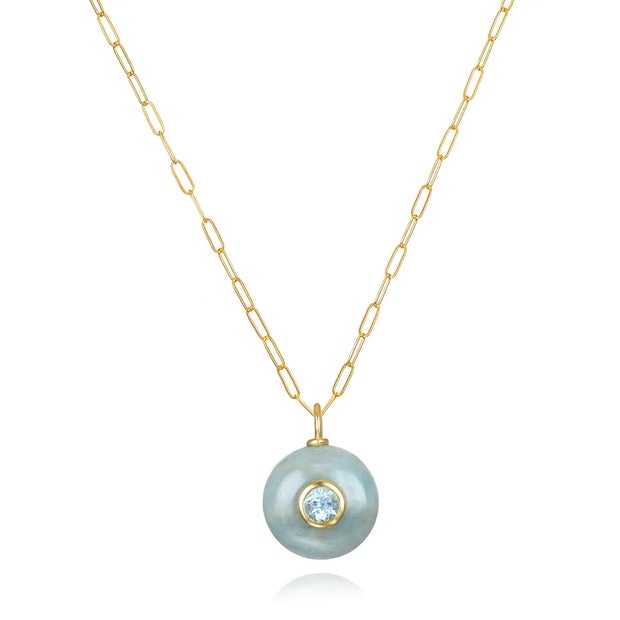 New!  Aquamarine & Topaz Petite Coin Necklace