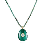 New!  Emerald, Malachite & Topaz Necklace