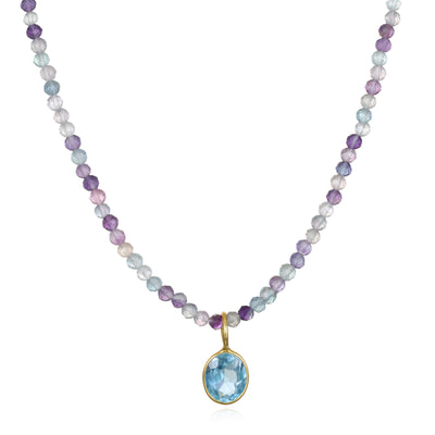 New! Beaded Layering Necklace-Fluorite