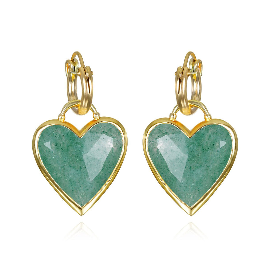 Framed Heart Huggies Aventurine