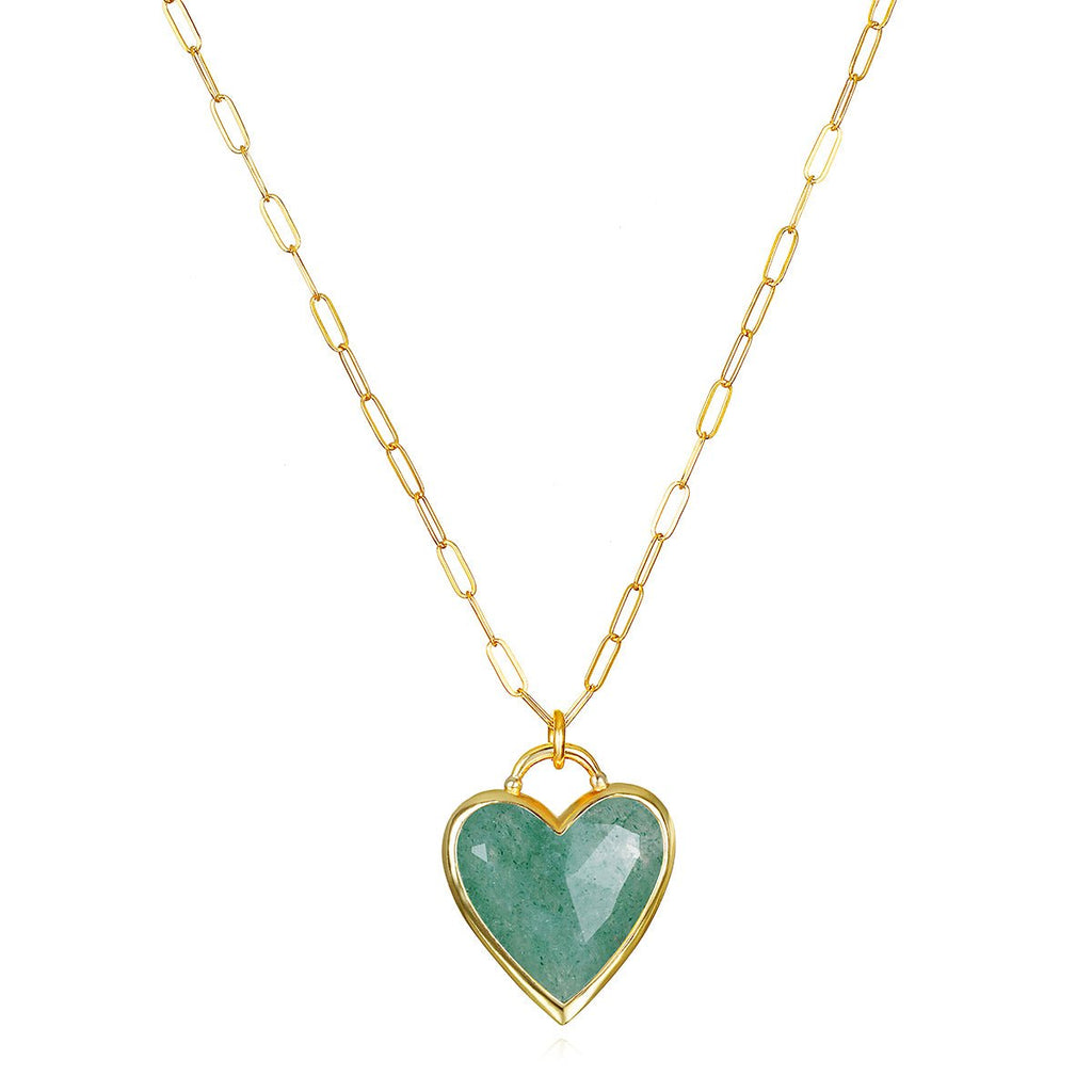 Framed Heart Necklace Aventurine