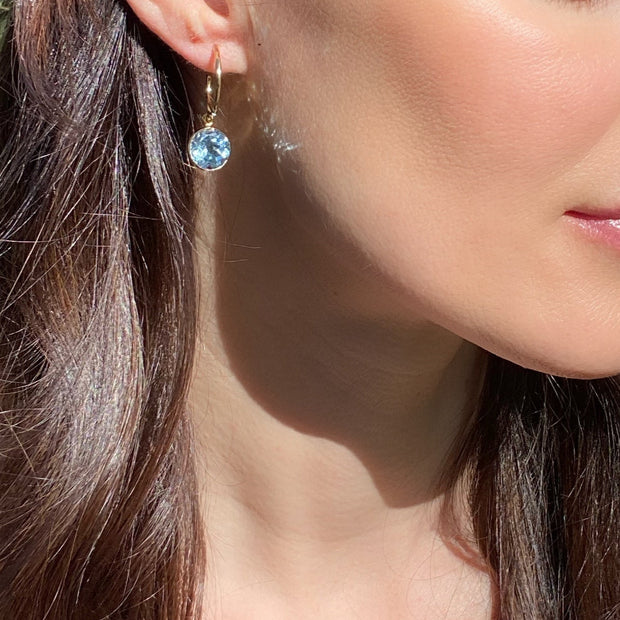 New! Gemstone Post Hoop-Blue Topaz