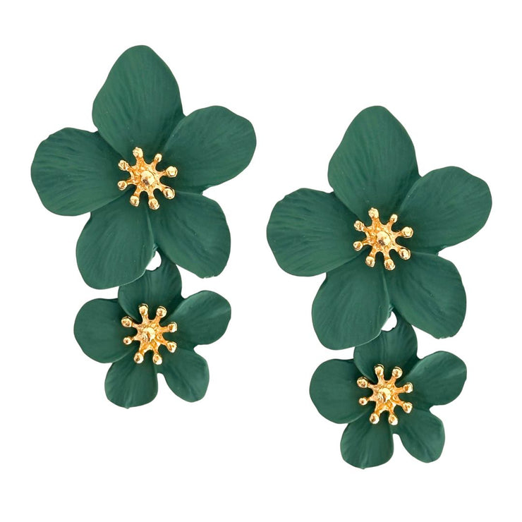 Grand Flower Post Dangles-Evergreen