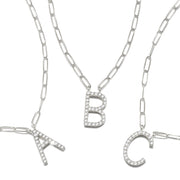 New! Grand Diamond Initial Necklace- All Letters Sterling Silver