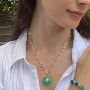 New! Rainbow Moonstone & Topaz Petite Loop Heart Necklace