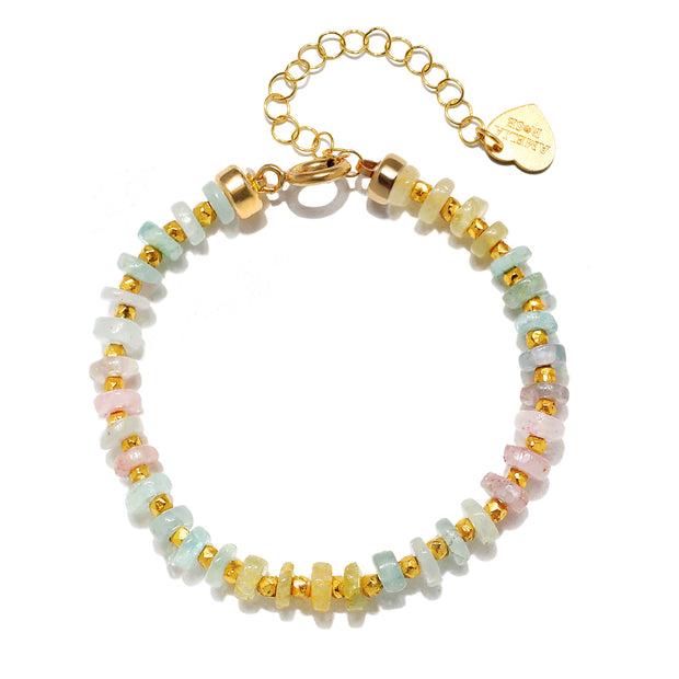 New!  Heishi Sparkle Bracelet-Multi Aquamarine