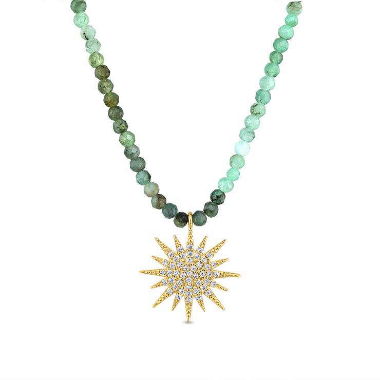 Gemstone Sunburst Necklace - Emerald