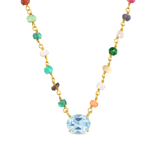 Rainbow Gemstone Pendant - Sky Blue Topaz