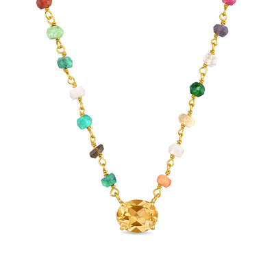 Rainbow Gemstone Pendant - Citrine