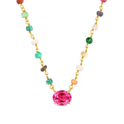 Rainbow Gemstone Pendant - Pink Topaz