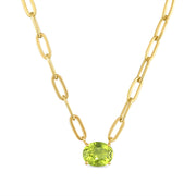 New! Statement Paperclip Gemdrop Necklace - Peridot