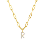 New! Diamond Initial Statement Paperclip Necklace-Gold