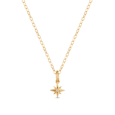 New!  14k Gold Diamond Starburst Necklace