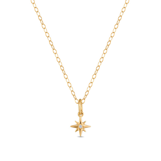 New!  14k Gold Diamond Starburst Necklace