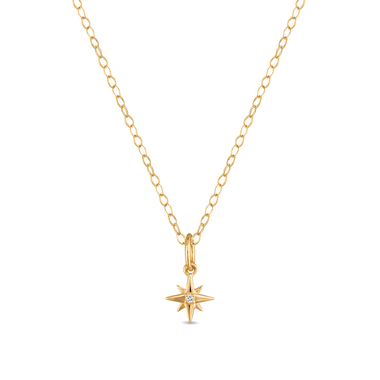 New!  14k Gold Diamond Starburst Necklace